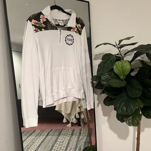 PINK Quarter-zip with tropical print